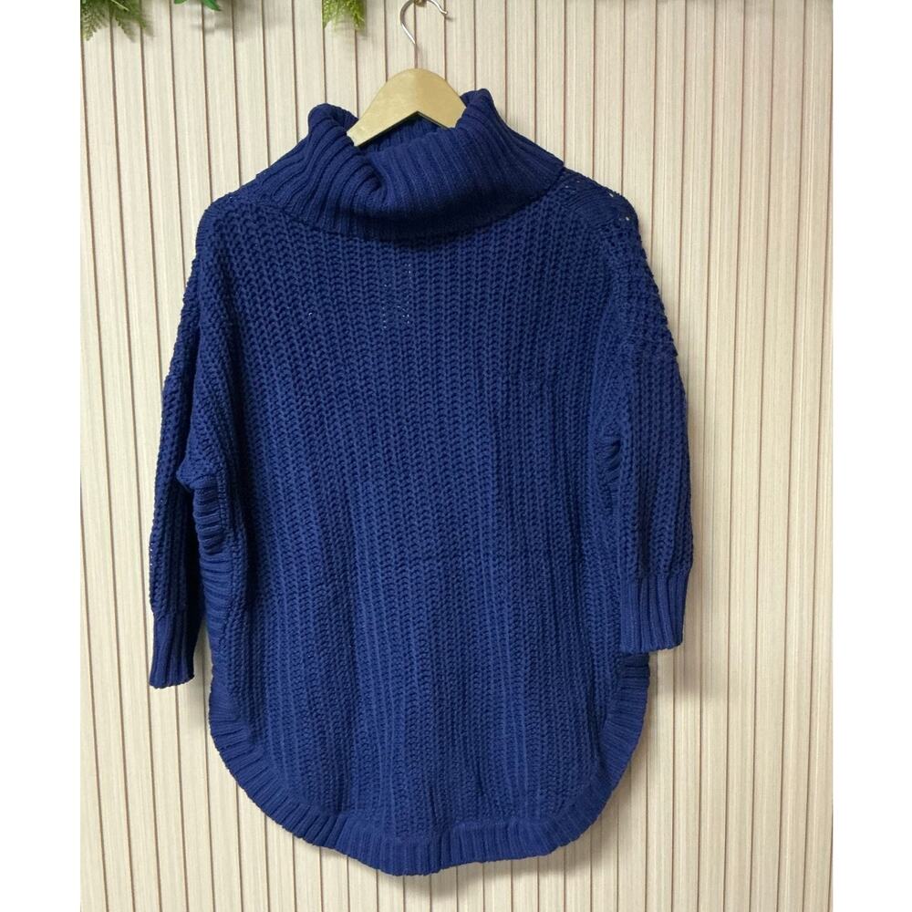 Express Women's Chunky Knit Cowl Neck Sweater Blue Dolman Sleeve Size M
